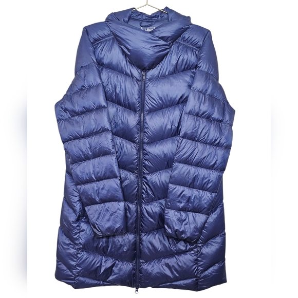 LL Bean DownTek Fill Puffer Jacket Sz L Water Repellent Lightweight Blue Women’s - Picture 1 of 12
